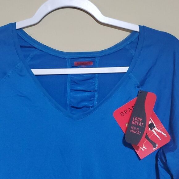 SPANX Streamlined Long Sleeve Top Blue - Size Large NWT - Picture 3 of 8